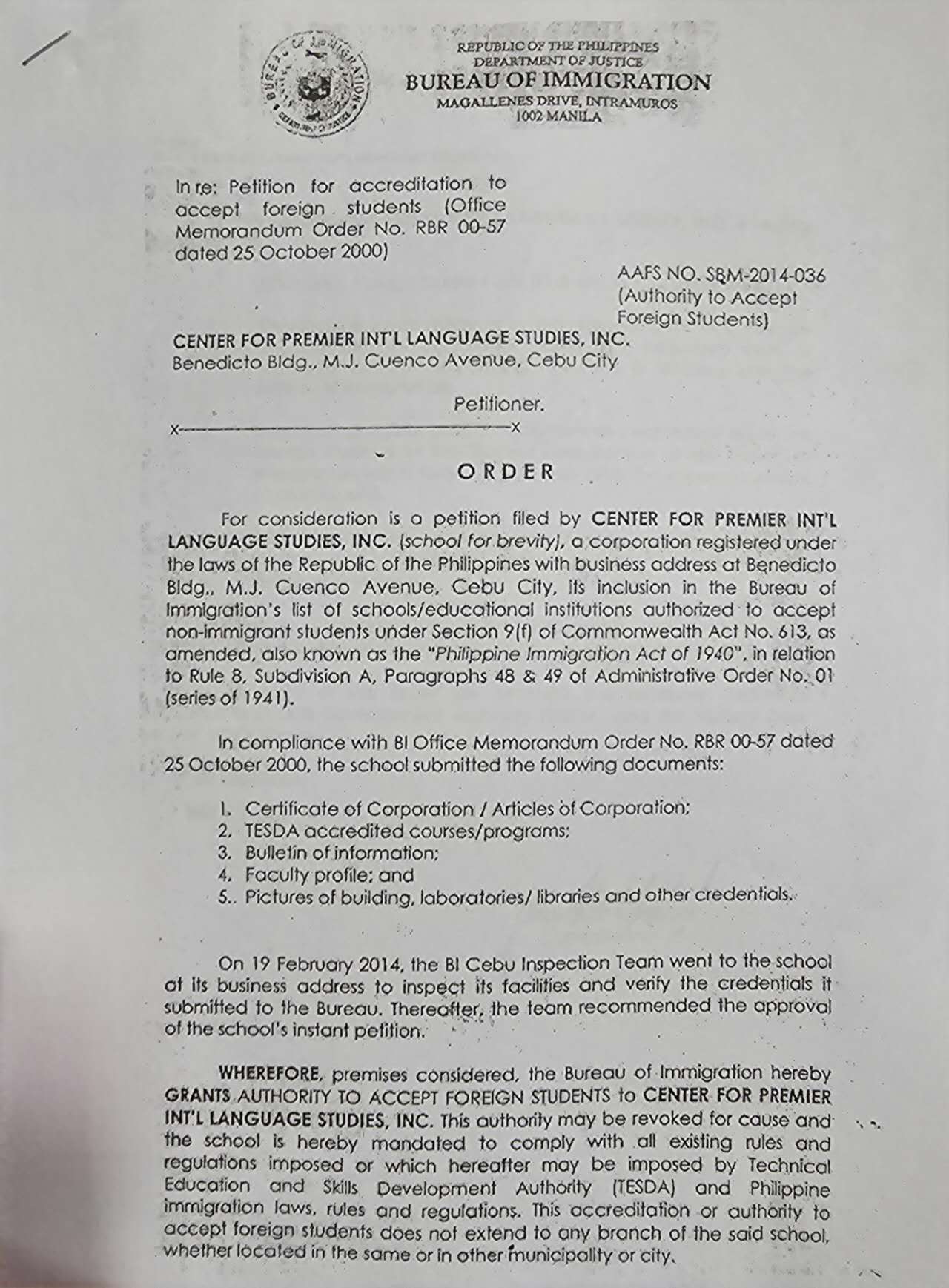 SSP特別學習許可